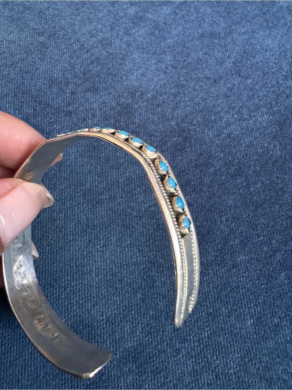 Vintage 950 Sterling Silver Turquoise Cuff Bracelet